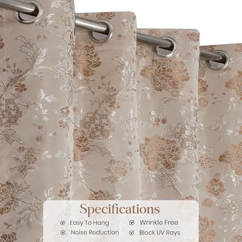 Image of FRESH FROM LOOM Room Darkening Door Curtains 12 Feet Long,Big Window Curtain Premium Polyester Rod Pocket Weaved Parda,Modern Parde for Living Room Bedroom,Home Office Jacquard Screens(Beige,12ft,1pc)