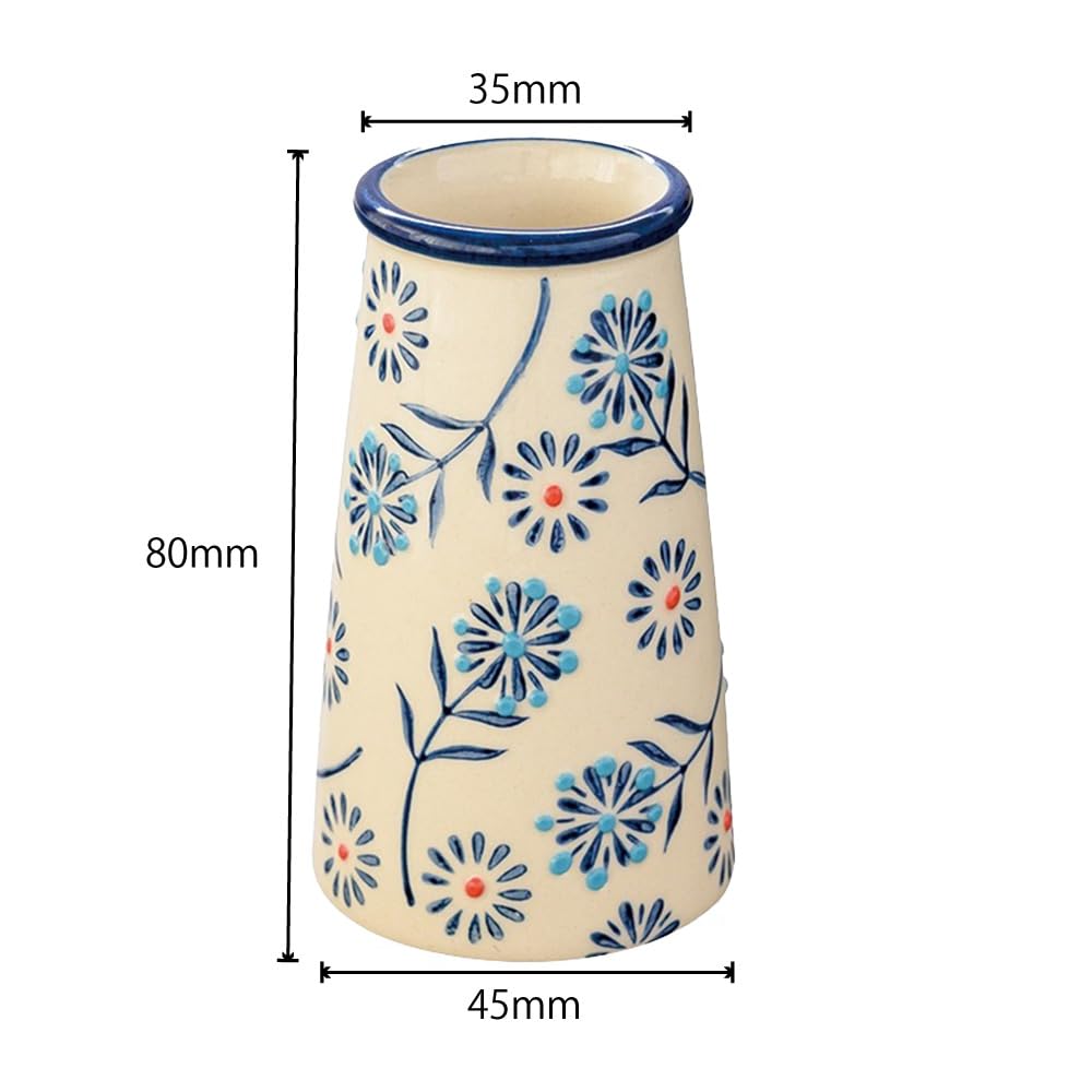 Amazon.co.jp: 花瓶 陶器 ハンドメイド プリント フラワーベース ミニ