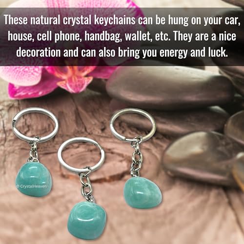 Image of Amazonite Keychain - Certified Crystal Key Chain and Key Ring for Girls, Cute Gemstone Accessory - Stylish Keychains Ideal Gift for Birthdays Women, Teens, and Kids