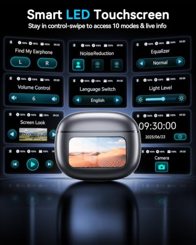 Image of Wireless Earbuds with Smart Touchscreen Case, Bluetooth 6.0 Ear Buds with AI Noise Cancelling Calls, 40H Playtime Stereo Headphones, IPX7 Waterproof Earbuds for Workout, Travel, iPhone, Android