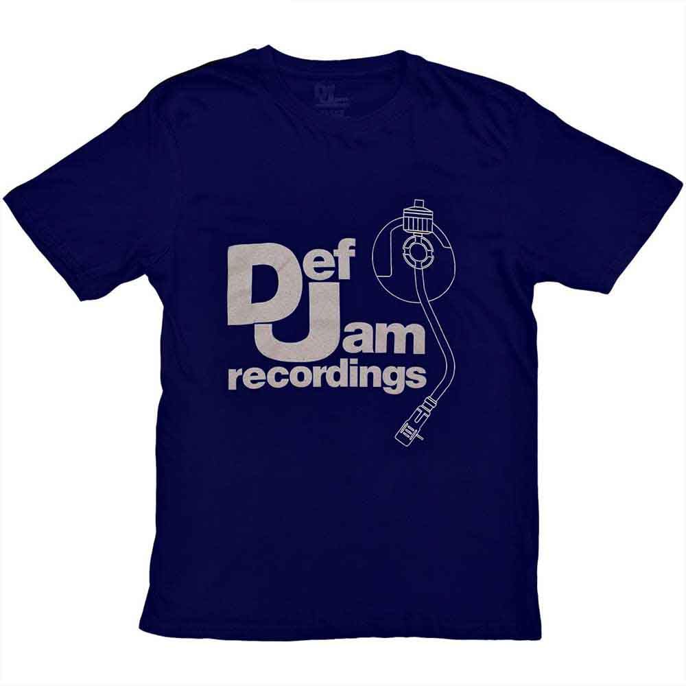 Def Jam Recordings T Shirt Logo and Stylus Official Mens Navy Blue XL