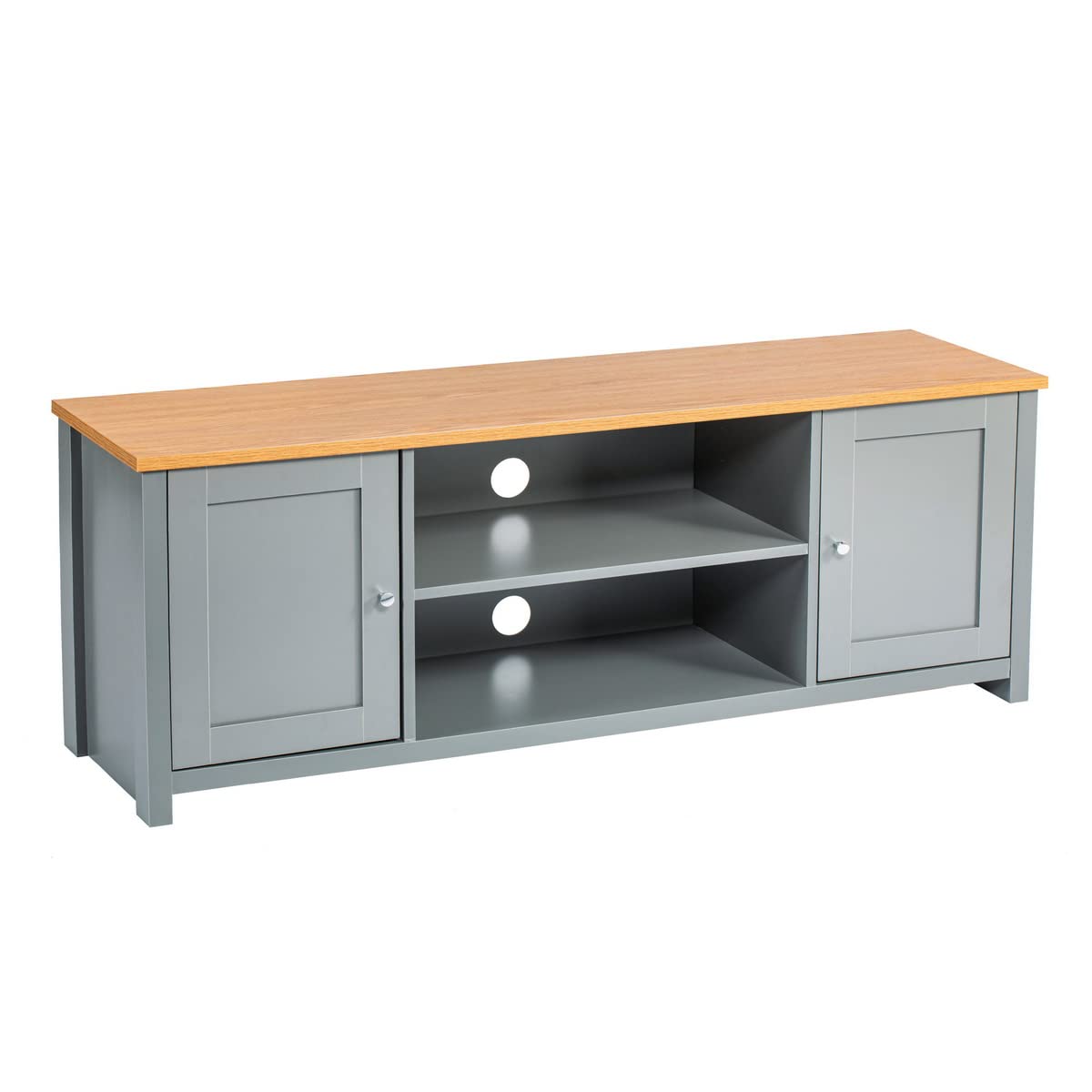 MEUBLE COSY Sideboard TV Living Room Storage Metal Cabinet with Shelf and Door, Gray, 130x35.5x49.5cm