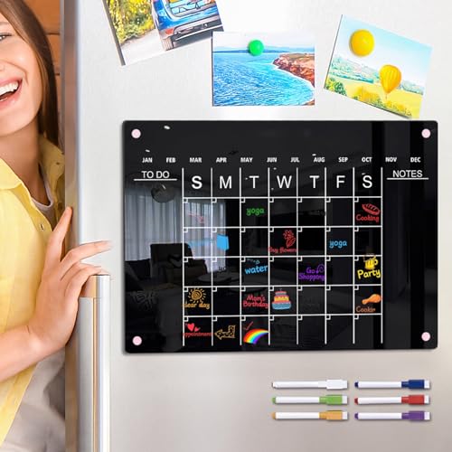 Weekly Planner Wipe Clean, Acrylic Fridge Calendar, Magnetic Weekly Meal Planner, Notepad for Important Reminders for Home Offices (Set 1) - Image 3