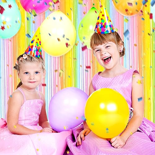 Image of 6 Pack Rainbow A Foil Fringe Curtain Backdrop, 3.28Ft x 8.2Ft Metallic Tinsel Foil Fringe Streamer Curtains for Photo Booth, Christmas Day, Thanksgiving, Wedding, New Year Party Decorations