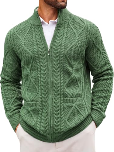 Runcati Mens Full Zip Cardigan Sweater Casual...