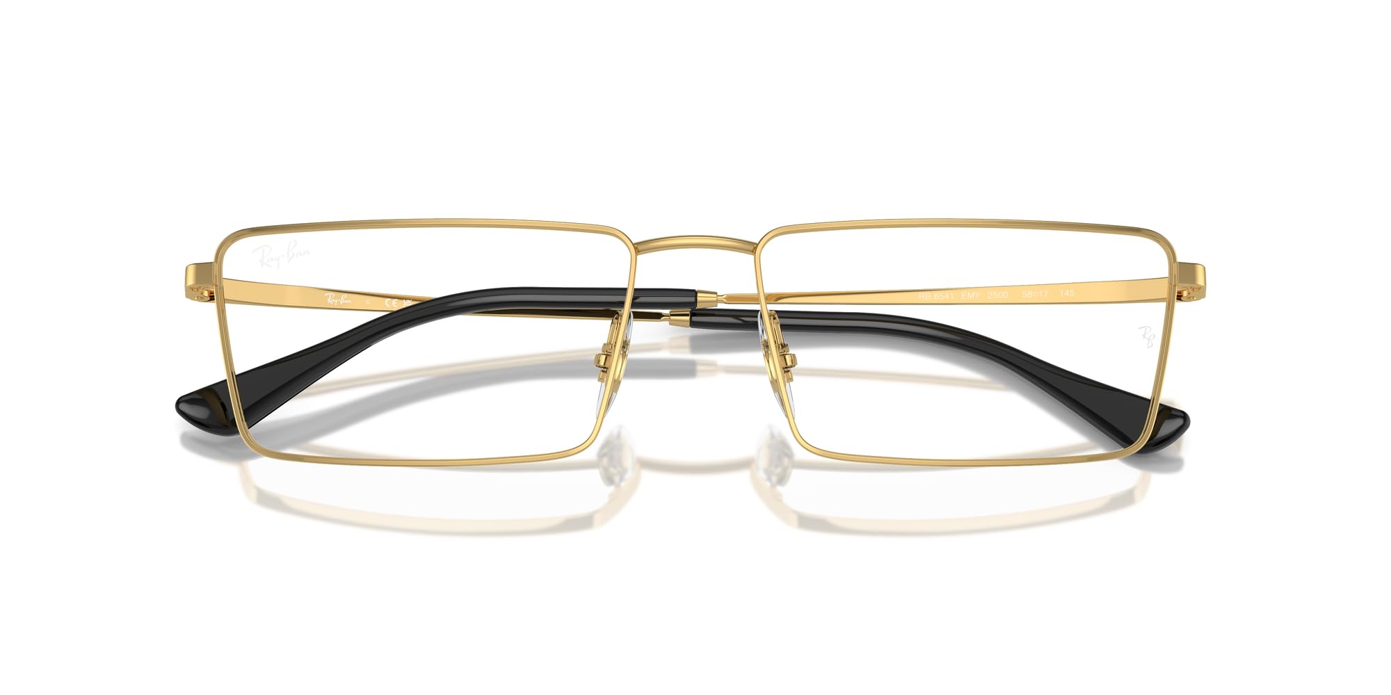 Ray-Ban Rx6541 Emy prostokątne oprawki na okulary na receptę, Obiektyw złoty/demo, 58 mm