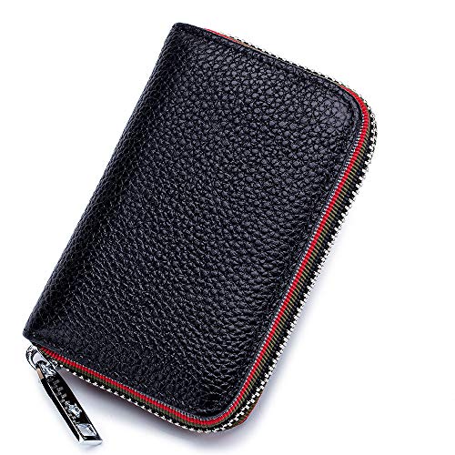 YOUNGSUN Walllet for Womens Mens RFID Blocking Leather Credit Card Wallet Organizers Holder Coin Purse Zipper Pockets (Black,One Size)2