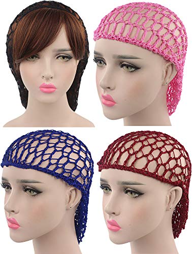 WEEGCN Women Girl Hair Net Fashion Bun Cover Crochet Hair Snood for Sleeping