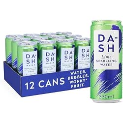 DASH Water Lime - 12 x Lime Flavoured Sparkling Spring Water - NO Sugar, NO Sweetener, NO Calories - Infused with Wonky Fruit (12 x 330ml cans)