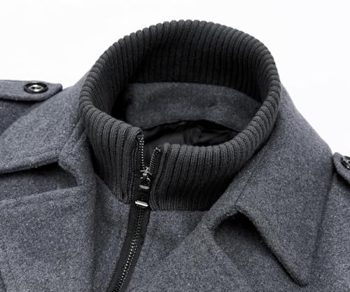 Image of APTRO Men's Pea Coat Wool Jacket Single Breasted Winter Coat Military Coat 1108 Light Gray M