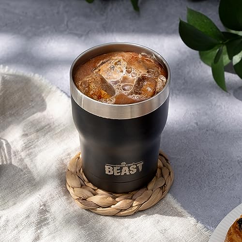 Beast 10 oz Tumbler Stainless Steel Vacuum Insulated Coffee Ice Cup Double Wall Travel Flask (Matte Black) - Thumbnail 3