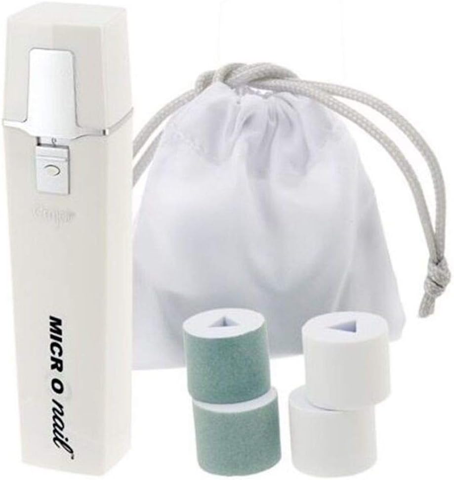 Emjoi Micro Mani Nail Buffer Polisher w/ 4 Smooth & Shine Rollers, Battery Operated (White) AP-8QW