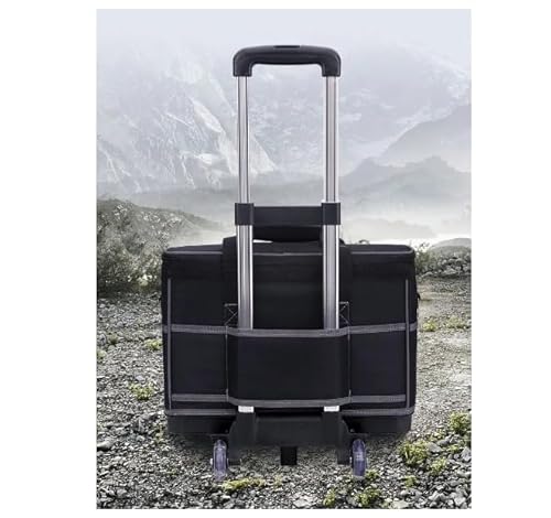 Bolsa de Ferramentas Multifuncional Com Rodinhas Em Lona Espaçosa Transporte Fácil Alça Para Carrega
