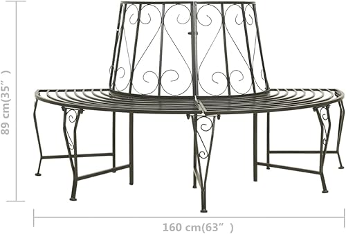 Miniatura 2 de FIRBNUS Gardeno - Banco de árbol semicircular de 63 x 31.5 x 35 pulgadas, banco de acero para porche, asiento óptimo, muebles de patio, marco