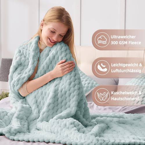 Vielit Kuscheldecke Flauschig 150x200 cm – Ultraweiche Fleecedecke für Couch & Sofa, Warme Wohn- & Kuscheldecke, Leichte Sofadecke, Gemütliche Couchdecke, Atmungsaktiv & Pflegeleicht Decke Grün