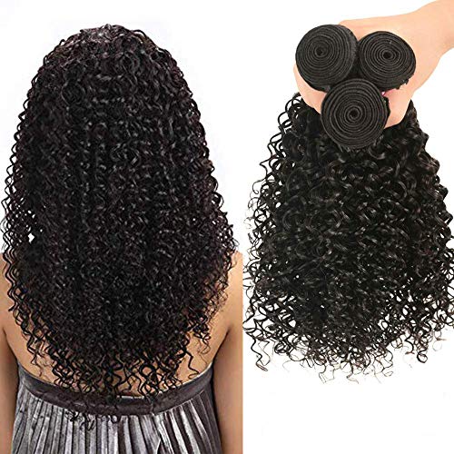 Doris Beauty Hair 8A Brazilian Virgin Kinky Curly Human Hair Bundles Extensions 3 Bundles Unprocessed Curly Weave Natural Black Hair(12'' 12'' 12'')