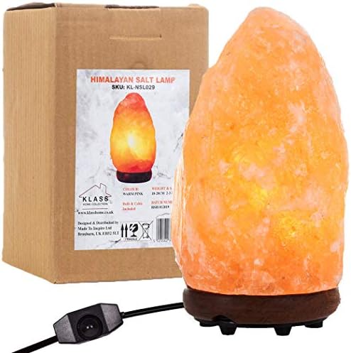 Klass 4-6 KG Dimmable Salt Lamp Natural Himalayan Salt Lamps containing Pink Rock Salt Healing Crystals Certified Electric Fitting Ideal for Bedside Lamps Home Decor Night Light & Gifts