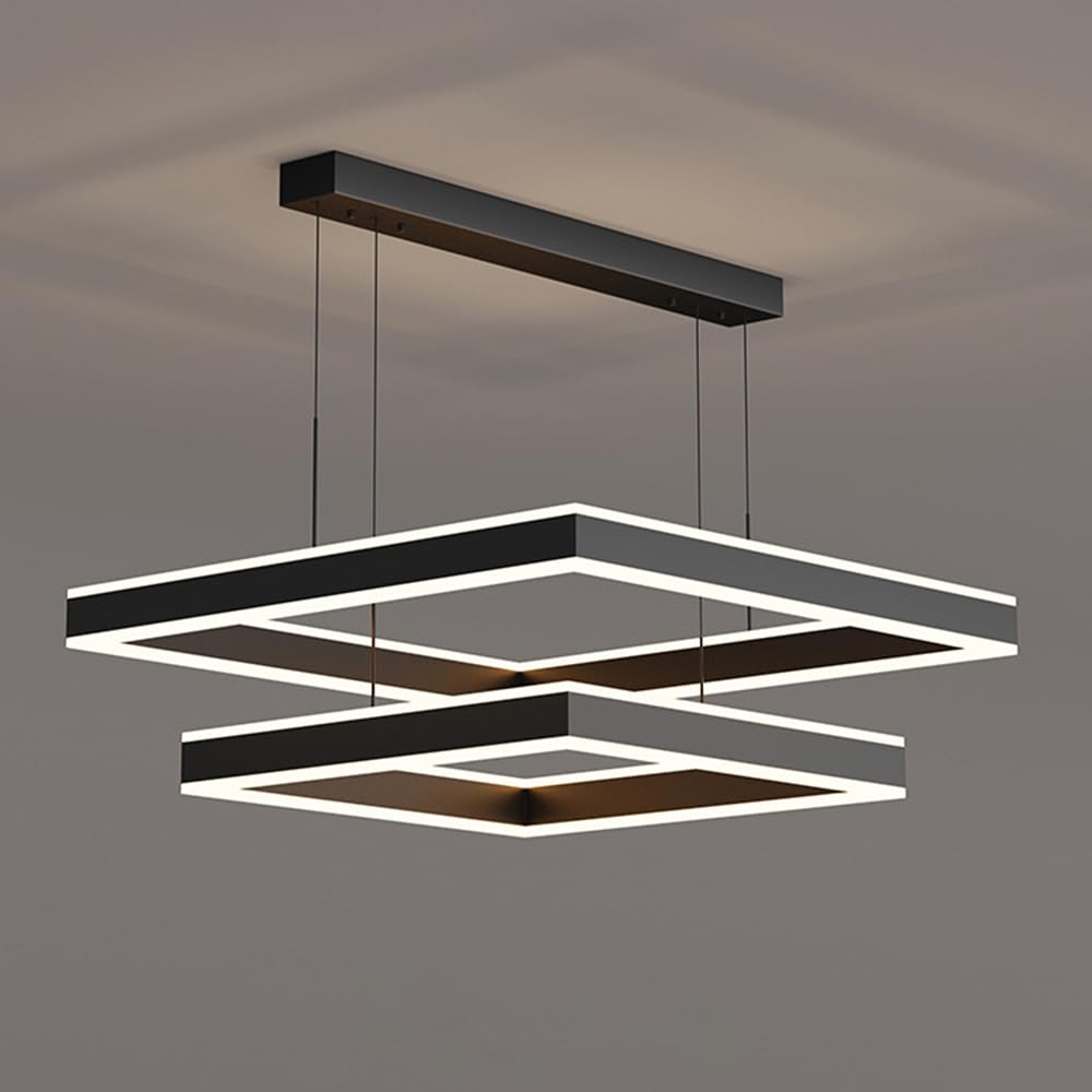 Lustre rectangulaire ultra-mince LED plafonnier salon 150W