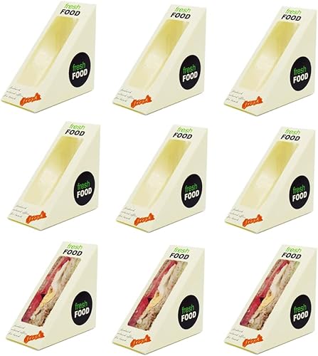 Hewnda Caja de sándwich de 100 piezas, caja de comida para llevar ecológica con ventana para panadería, restaurante y servicio de comida para llevar