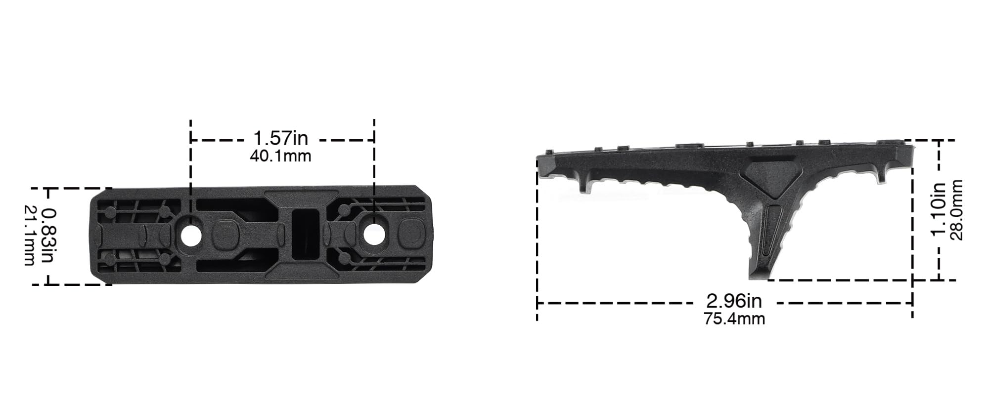 Tactical Mlok LINK Anchor Polymer HandStop Vorderer Griff mit Kabelmanagement für MLOK Rail Handschutz System (Schwarz)