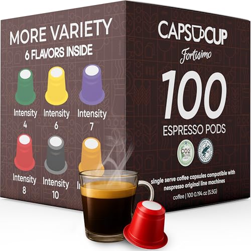 FORTISIMO by CAPSUCUP Espresso Pods Variety Pack - 100 Count Espresso Capsules - Compatible with Nespresso Original Line Machines
