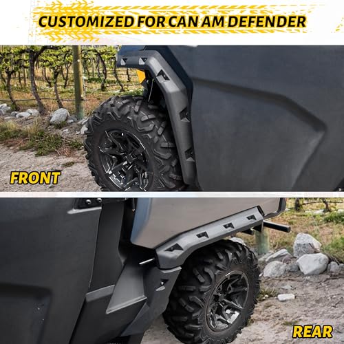 Image of Front & Rear Sport Fender Flares Extended Kit for Can-Am Defender HD5 HD7 HD8 HD9 HD10 MAX 2016-2025 Accessories, Replace #715003898, 6 PCS