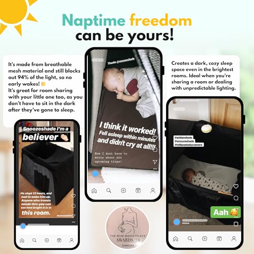 SnoozeShade Pack n Play & Travel Crib Blackout Cover | Blackout Crib Cover & Pack and Play Black Out Cover | Mom-Invented Safety Tested with Optimal Airflow