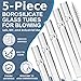 5 Pcs Borosilicate Glass Tube,4 Inch(10 cm) Thick Glass Blowing Tubes,2mm Wall Thickness,High Heat Resistance for Blowing,Lab,DIY,and Industrial,Acid and Alkali Resistant