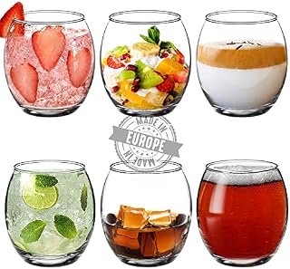 CRYSTALIA Premium Quality Never Spill Tumblers Glass Set of 6 405ml 100% Lead Free Whiskey Glass Drinking Glass Short Tumblers, Water Glasses Wine Glasses Juice Glass Whiskey Tumblers Dessert Glasses