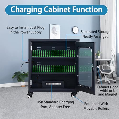 Charging Cell Phone Storage Locker with Wheels and Combination Lock, Secure Mobile Device Organizer（Mobilephone(White),12bit） image 4