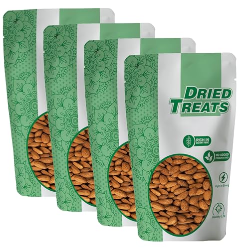 Image of Dried Treats Almonds 800 Grams (200 Grams X 4) - Raw, Whole And Delicious |Crunchy Texture without Sugar and Salt | Ideal for Snacking, Baking, Smoothies & Meal also for Healthy Lifestyle