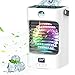 Produktbild Mobile klimageräte Air Cooler, 4 in 1 Air Conditioner mit 120° Drehfunktion, Tragbare Luftbefeuchter und Luftreiniger mit wassertank und 3 Lüfterstufen 7 LED-Leuchten, Anzeigetemperatur