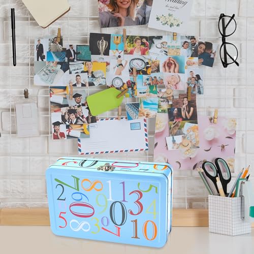 Image of DAHO Metal Storage Box with Hinge for Office, School, Home, Makeup, Arts & Crafts and Accessories (Numbers)