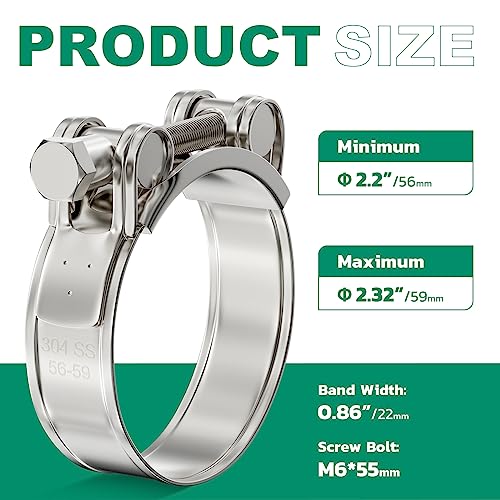 T-Bolt Hose Clamps 304 Stainless Steel (92-97mm 1-Pack - View #6