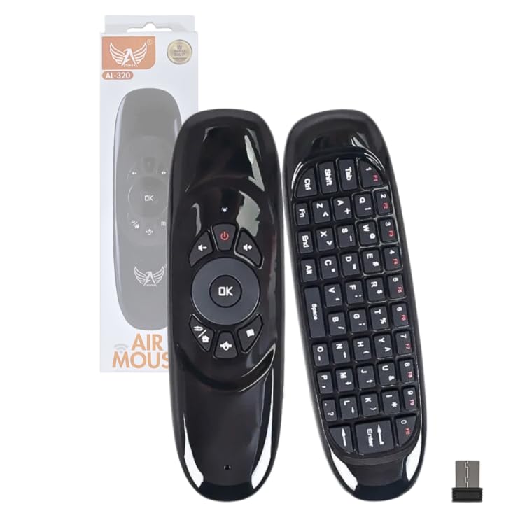 Controle Air Mouse com Teclado QWERTY, Sensor de Movimento 2.4GHz, 10m Alcance, para Smart TV e PC