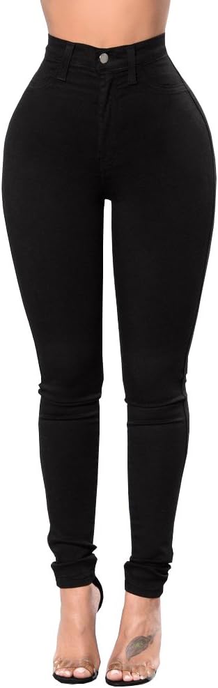 Aodrusa Womens Skinny Jeans High Waisted Stretch Slim Denim Butt Lift Pencil Pants Black