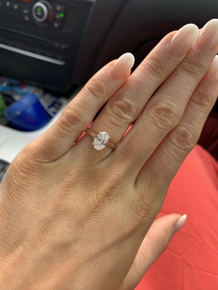 Image of 1 Carat Oval Solitaire Moissanite Ring for Women & Girls | 925 Sterling Silver with 18K Gold Plating | Engagement, Wedding, Anniversary, Birthday, Diwali Gift | Everyday & Office Wear Jewelry