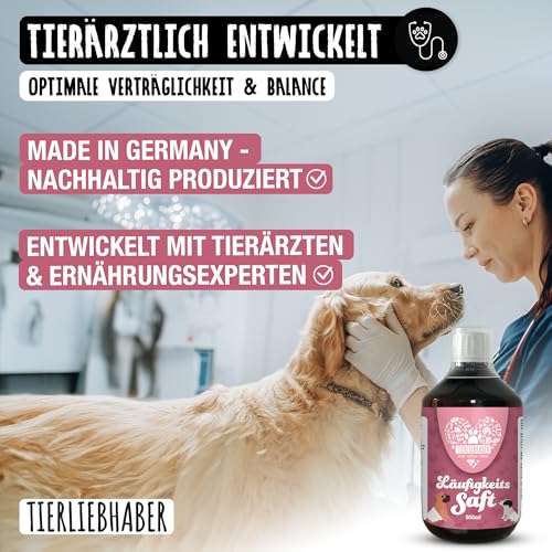 Tierliebhaber – Läufigkeitssaft für Hündinnen 500ml mit Mönchspfeffer – Kräuter-Saft zur Unterstützung bei Scheinschwangerschaft & hormonellen Unstimmigkeiten – Mittel gegen Scheinträchtigkeit Hund