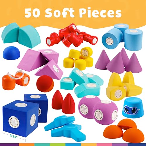 Image of Blockaroo Magnetic Foam Building Blocks 50-Piece Trunk Set for Toddlers