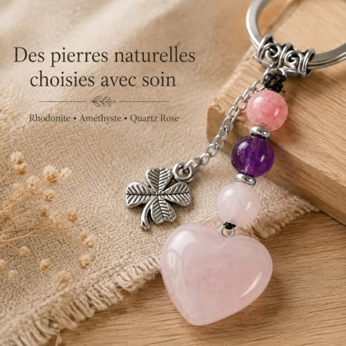 Lueaurra Porte Clef Femme Pierres Naturelles Cadeau Femme Cadeau Fille – vue 2