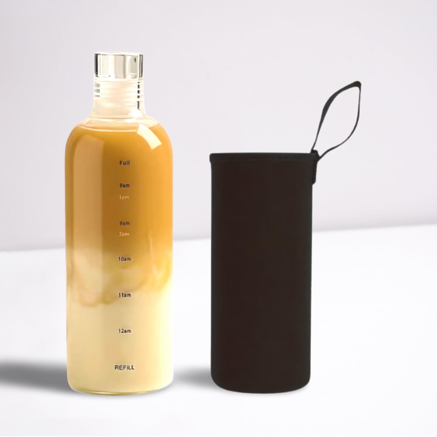 1 Litre Glass Water Bottle with Sleeve, With Black Sleeve, 1000 ml - Image 4
