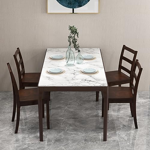 Image of COSTWAY Dining Chairs Set of 4, Mid-Century Modern Wooden Chairs, Brown | Farmhouse Armless Kitchen Side Chairs with Curved Backrest and Rubber Wood Legs, for Home Dining Room, Kitchen, Restaurant