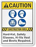 Construction Area Safety Caution Metal Sign 8'x12'...