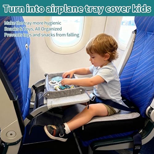 Image of Toddler Airplane Bed for Toddler with Tray Cover Can Turn into Bag, Toddler Airplane Seat Extender for Kids, Baby Airplane Bed Baby Travel Essentials for Flying, Toddler Travel Bed