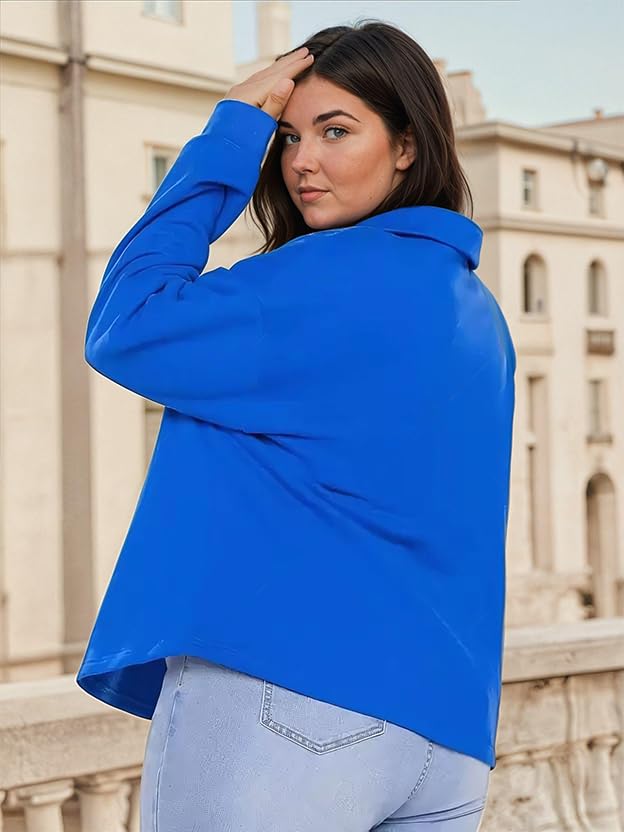 Image of KOTTY Women's Plus Size Casual Hoodie Sweatshirt(Blue,5XL)