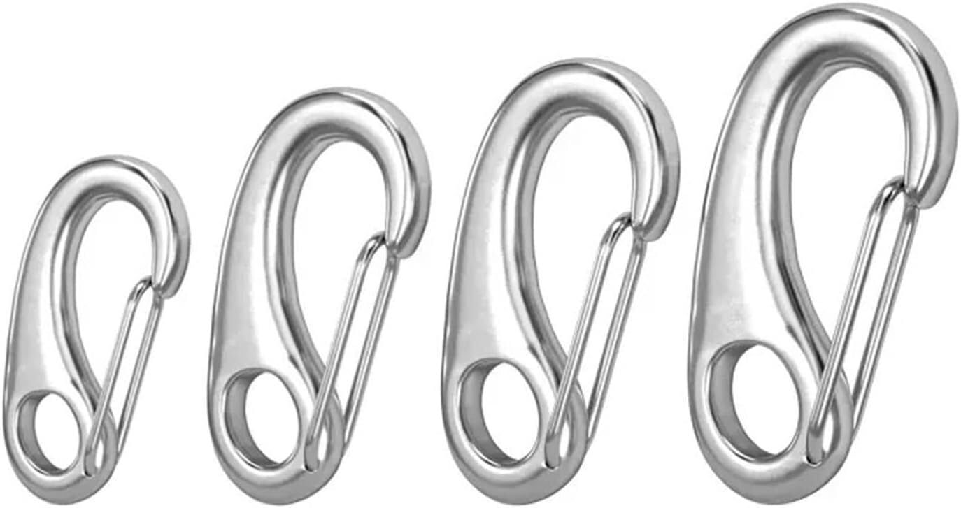 Frühlingskarabinerhaken, 10 Stück Karabinerhaken aus Edelstahl 316 mit Federverschluss for Wandergürtel