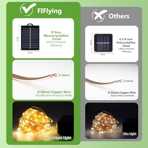 FIFlying Guirnalda Luces Exterior Solar - 3 x 12M 120 LEDs Blanco Cálido - Imagen 5