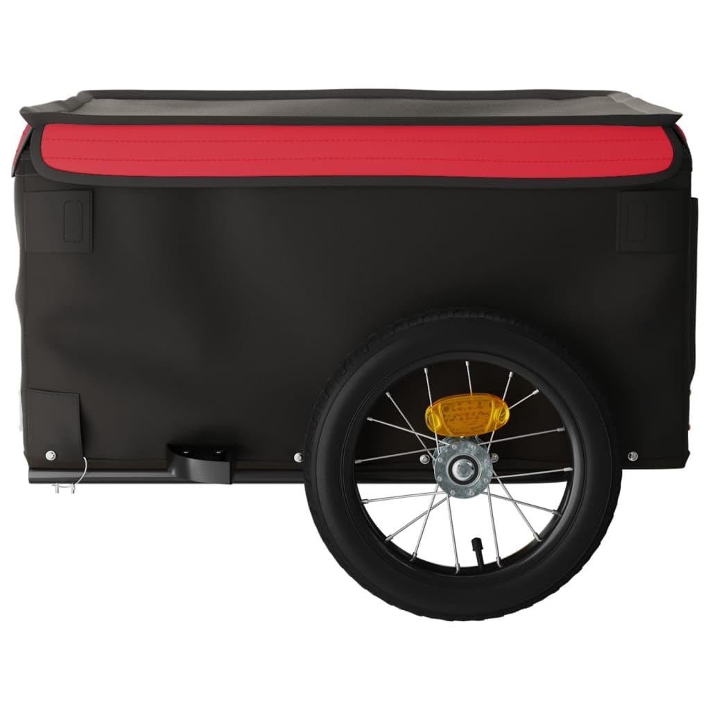 Remolque de bicicleta de hierro negro y azul con tela Oxford, x x, capacidad de carga, barra de remolque, acoplamiento, bandera de seguridad, para equipaje, compras, excursiones y acampadas