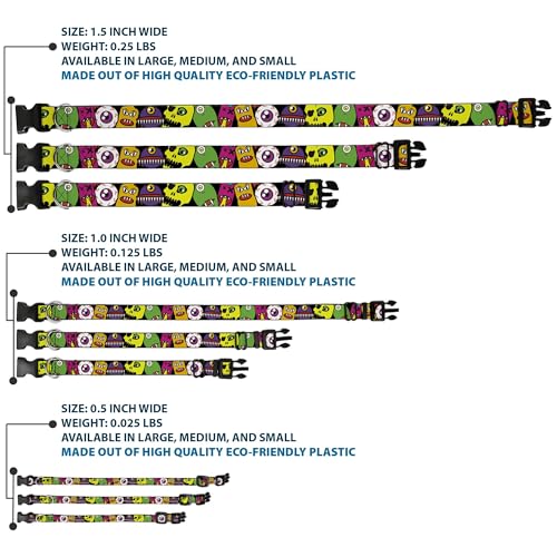 Collar Monstruos Primer Plano Buckle Down anticaídas con ajuste de 13 a 18 pulgadas para perros 4