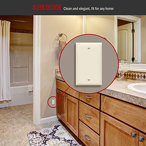 Image of ENERLITES Blank Device Wall Plate, Gloss Finish, Standard Size 1-Gang 4.50 inch x 2.76 inch, Polycarbonate Thermoplastic, 8801-LA, Light Almond (Pack of 2)
